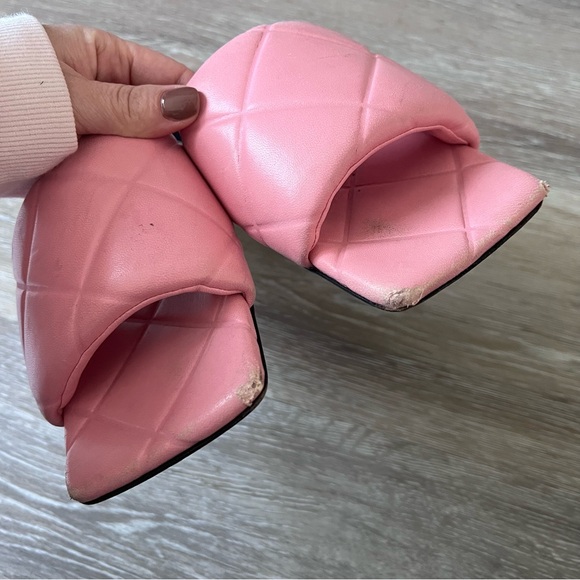 Bottega veneta lido flat sandals pink quilted slides - Picture 3 of 8